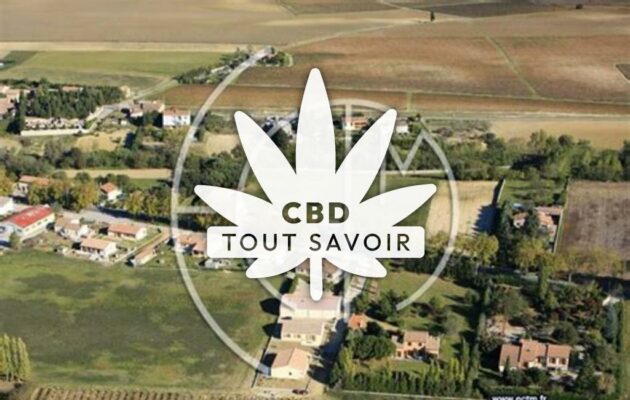 Village à Lauraguel avec feuille Cannabis CBD