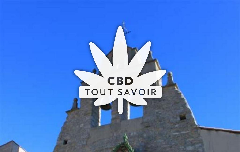 Village à Malras avec feuille Cannabis CBD