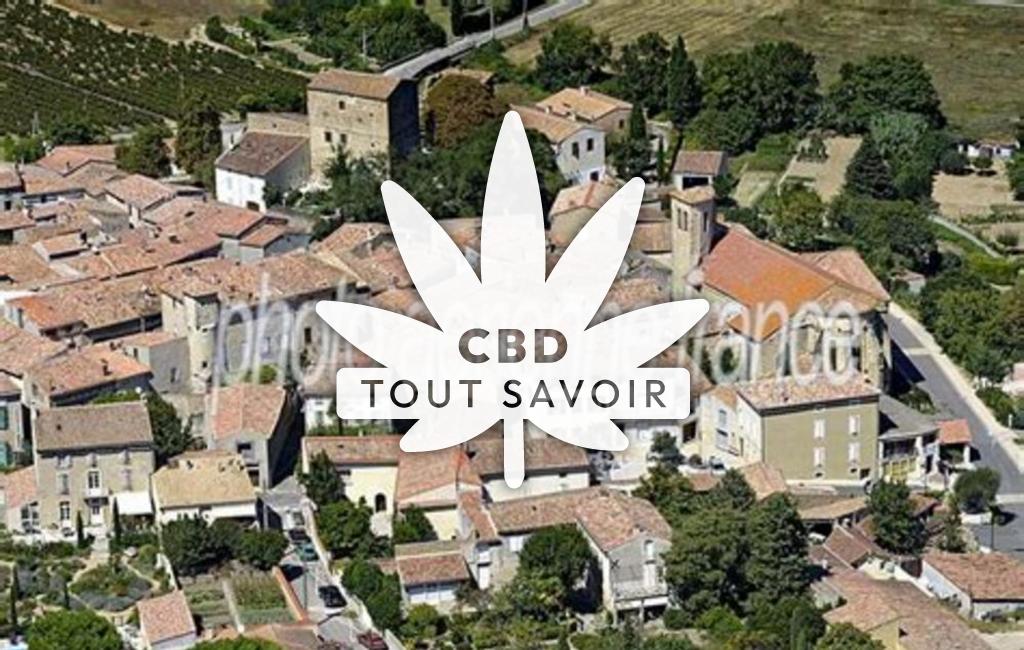 Village à Pieusse avec feuille Cannabis CBD