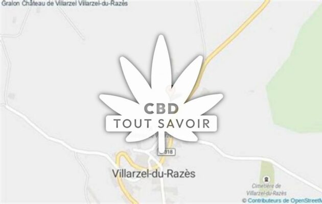 Village à Villarzel-du-Razes avec feuille Cannabis CBD