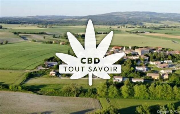 Village à Airoux avec feuille Cannabis CBD