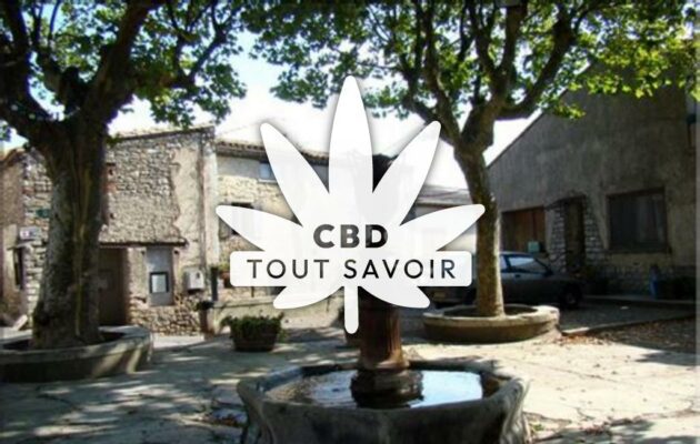 Village à Montjoi avec feuille Cannabis CBD