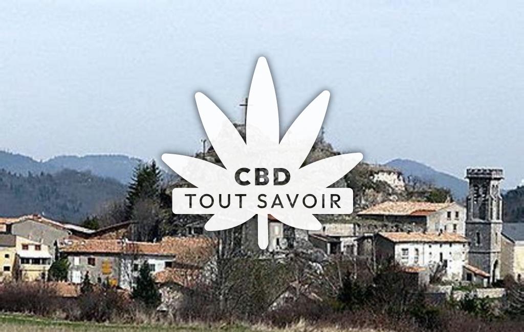 Village à Belcaire avec feuille Cannabis CBD