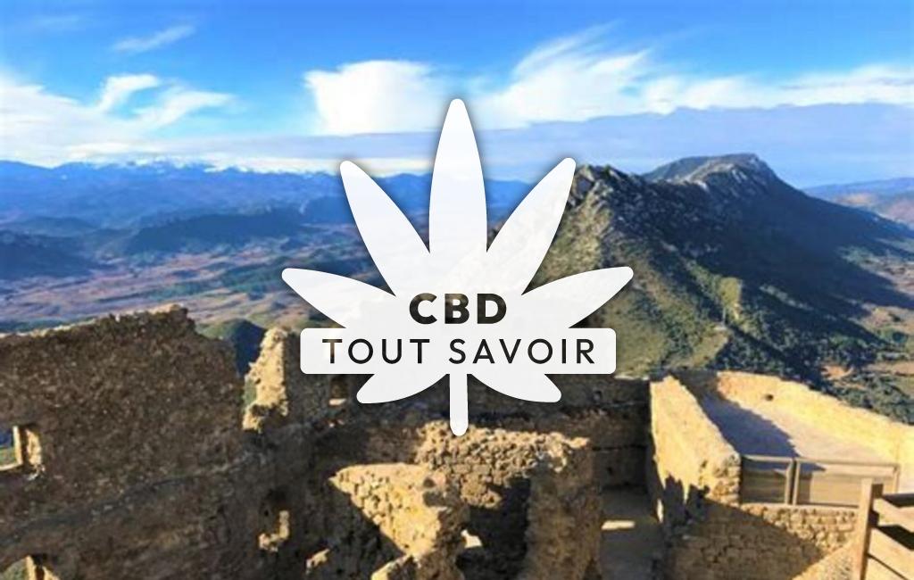 Village à Cucugnan avec feuille Cannabis CBD