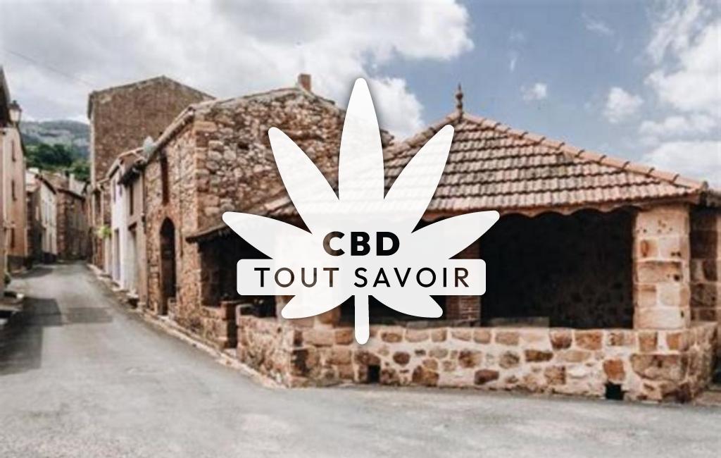 Village à Rouffiac-des-Corbieres avec feuille Cannabis CBD