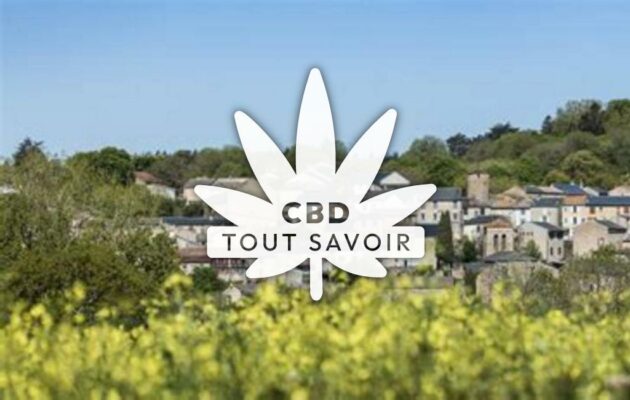 Village à Fontiers-Cabardes avec feuille Cannabis CBD