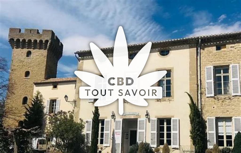 Village à La-Pomarede avec feuille Cannabis CBD