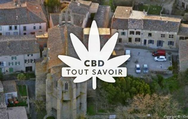 Village à Mireval-Lauragais avec feuille Cannabis CBD