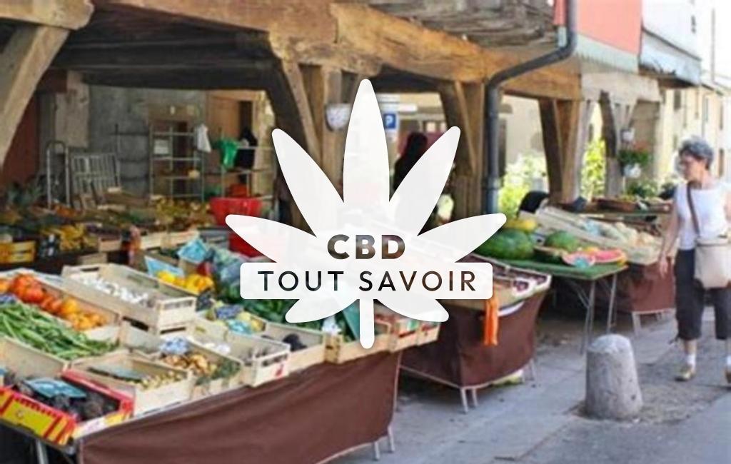 Village à Pecharic-Et-le-Py avec feuille Cannabis CBD