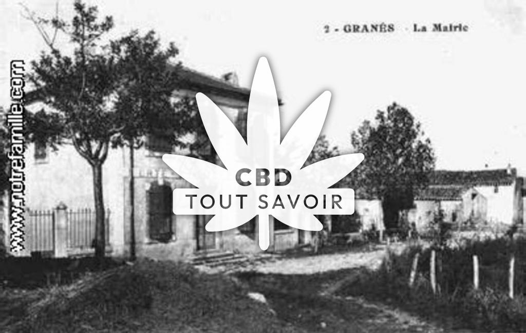 Village à Granes avec feuille Cannabis CBD