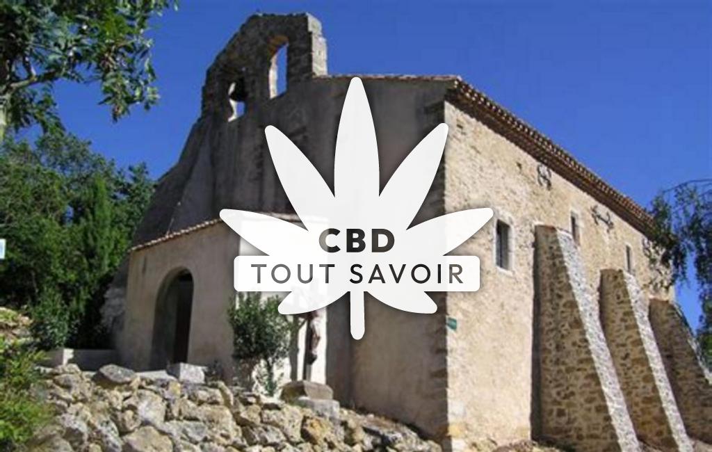 Village à Saint-Just-Et-le-Bezu avec feuille Cannabis CBD