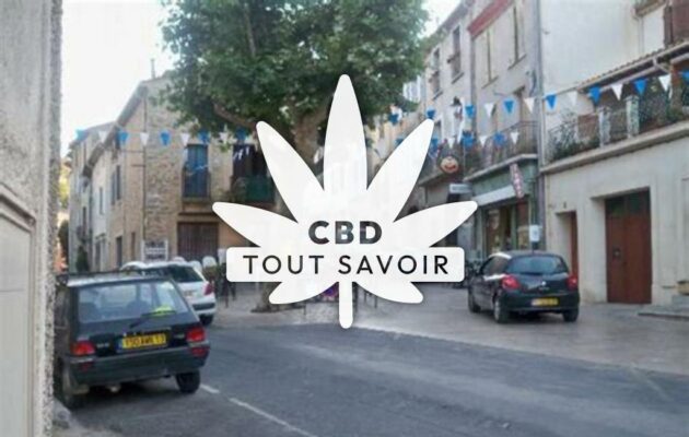 Village à Fitou avec feuille Cannabis CBD