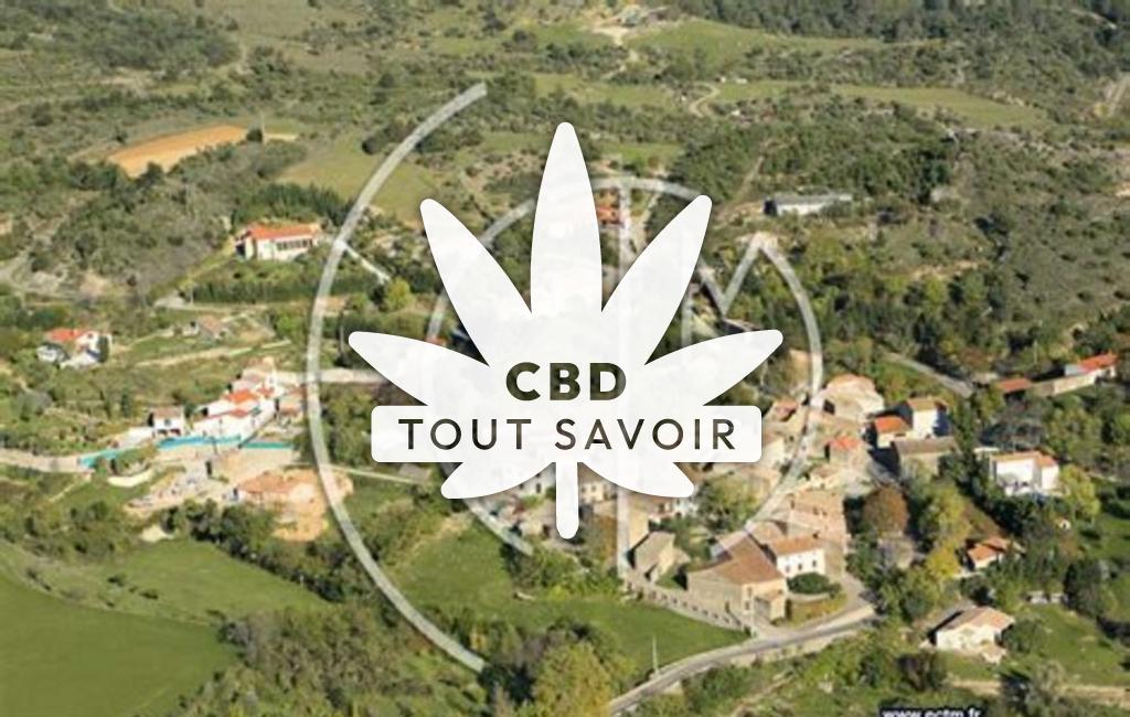 Village à Villefloure avec feuille Cannabis CBD