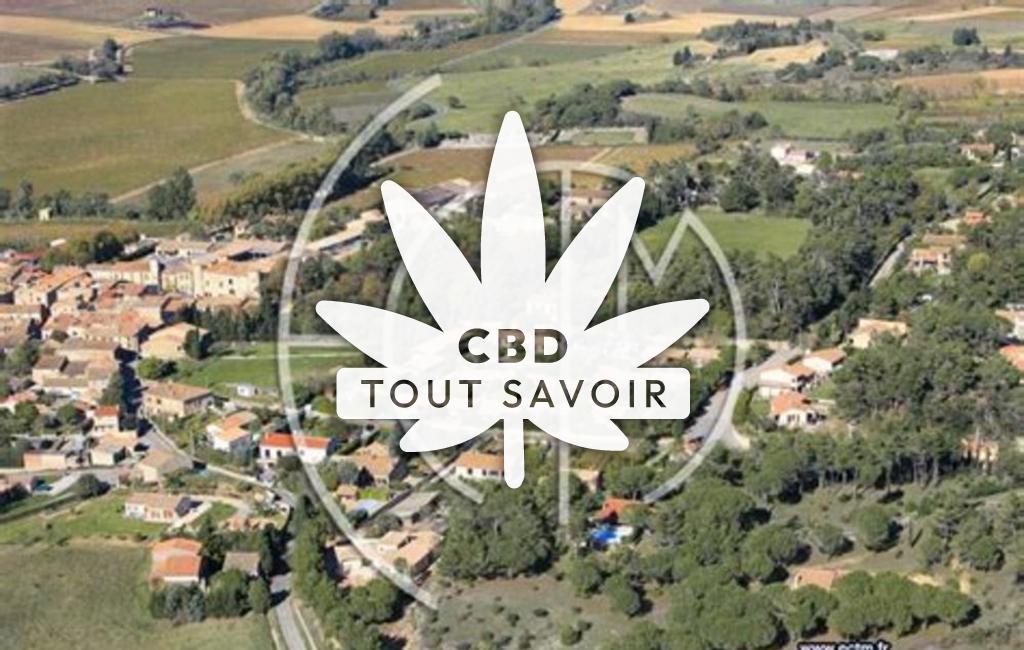 Village à Malves-en-Minervois avec feuille Cannabis CBD