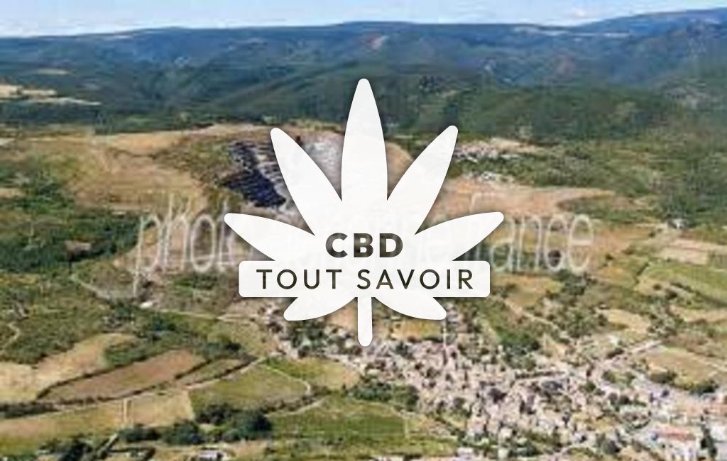 Village à Salsigne avec feuille Cannabis CBD