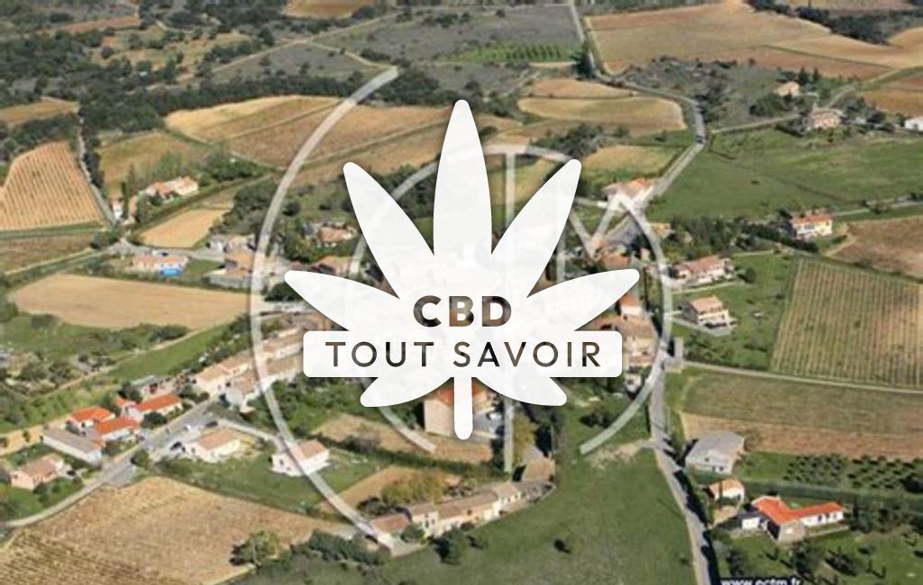 Village à Villarzel-Cabardes avec feuille Cannabis CBD