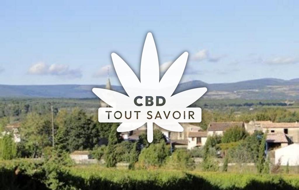 Village à Villegailhenc avec feuille Cannabis CBD