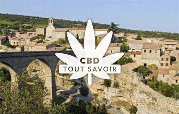 Village à Azille avec feuille Cannabis CBD