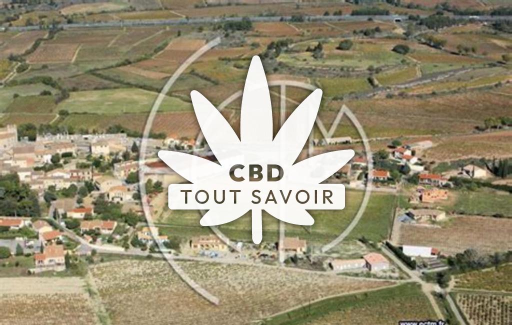 Village à Comigne avec feuille Cannabis CBD