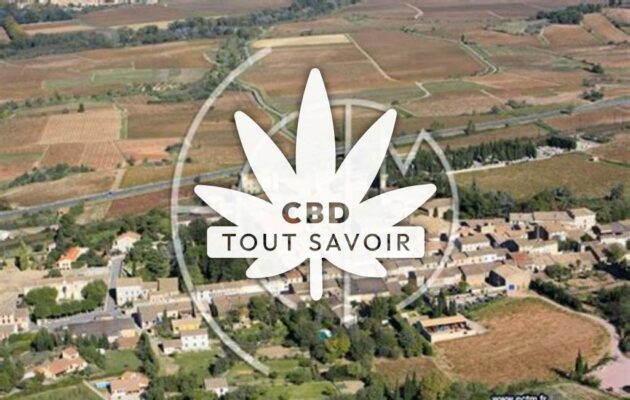 Village à Douzens avec feuille Cannabis CBD