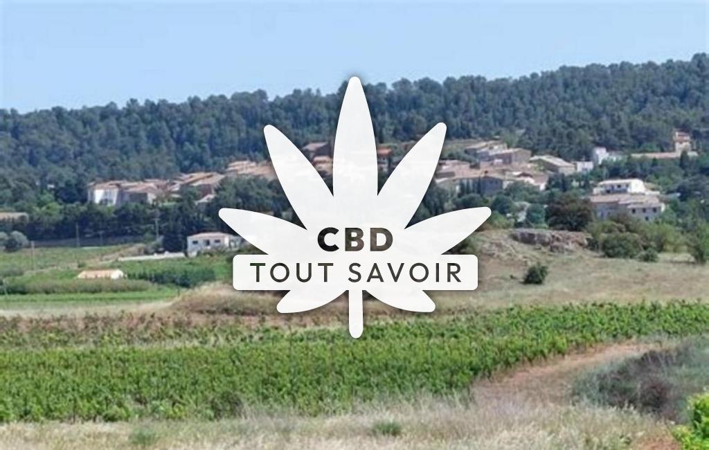 Village à Montbrun-des-Corbieres avec feuille Cannabis CBD