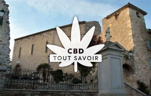 Village à Moux avec feuille Cannabis CBD