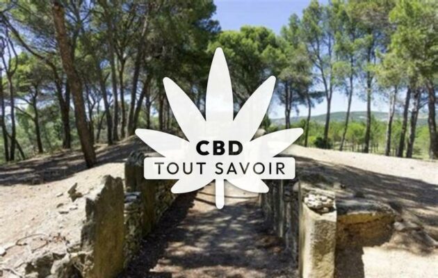 Village à Pepieux avec feuille Cannabis CBD