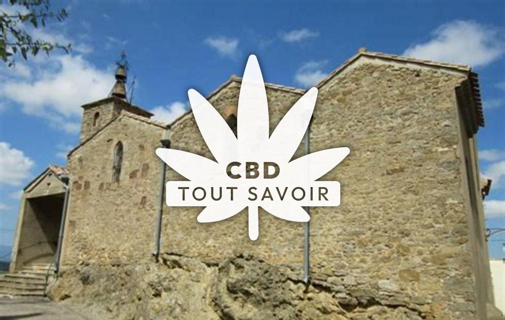 Village à Roquecourbe-Minervois avec feuille Cannabis CBD