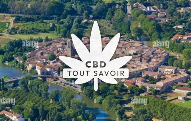 Village à Trebes avec feuille Cannabis CBD