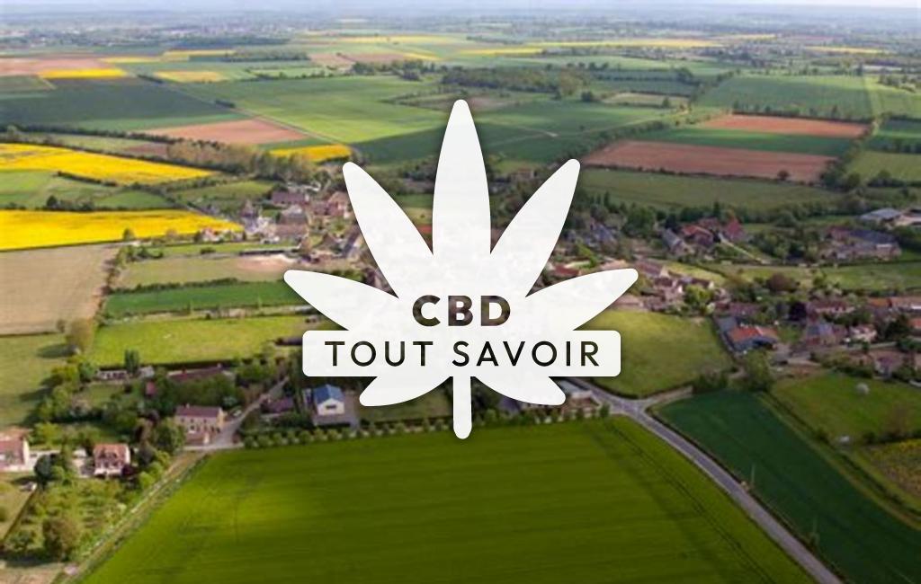 Village à Courcy avec feuille Cannabis CBD