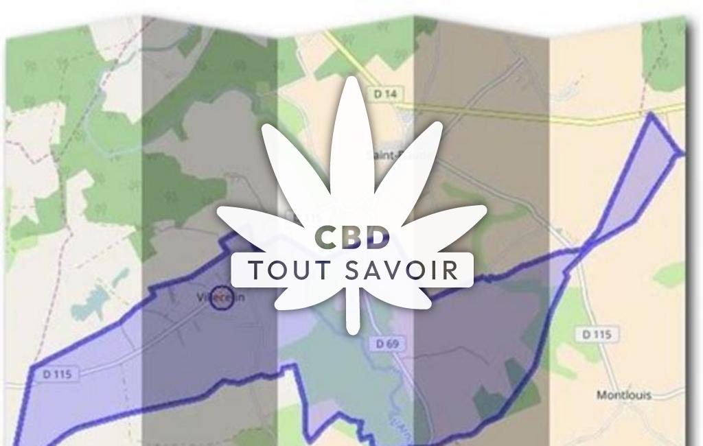 Village à Villecelin avec feuille Cannabis CBD