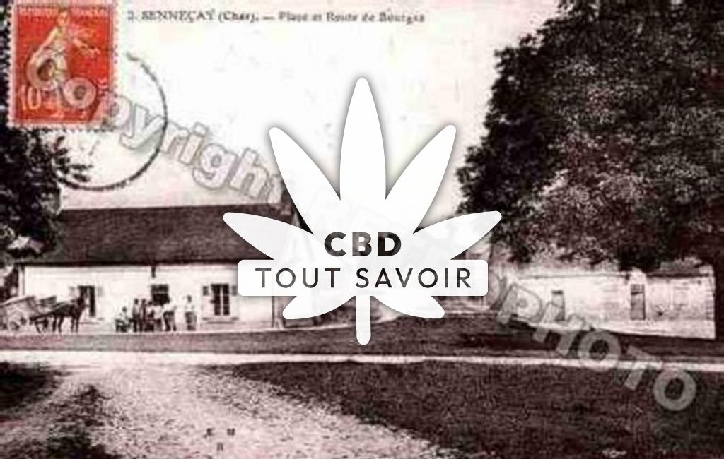 Village à Sennecay avec feuille Cannabis CBD