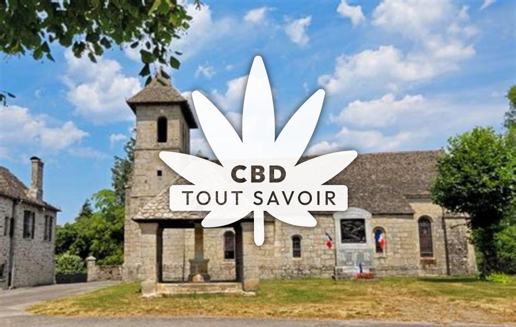 Village à Bassignac-le-Haut avec feuille Cannabis CBD