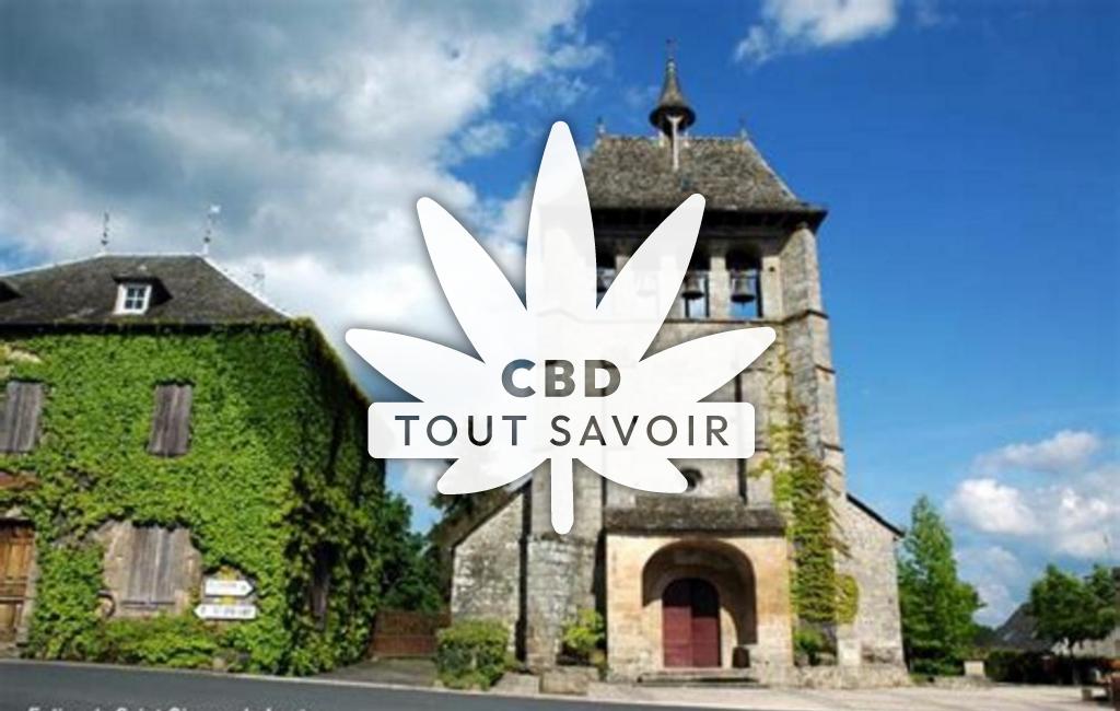 Village à Saint-Cirgues-la-Loutre avec feuille Cannabis CBD