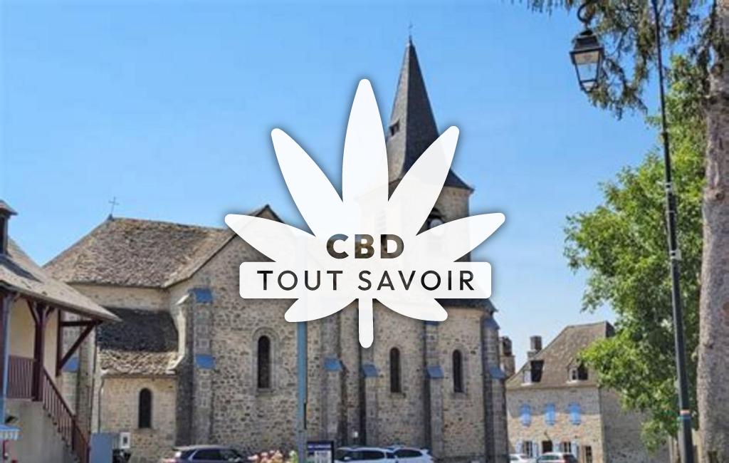 Village à Camps-Saint-Mathurin-Leobazel avec feuille Cannabis CBD