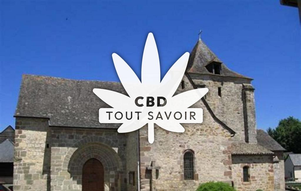 Village à Saint-Cernin-de-Larche avec feuille Cannabis CBD