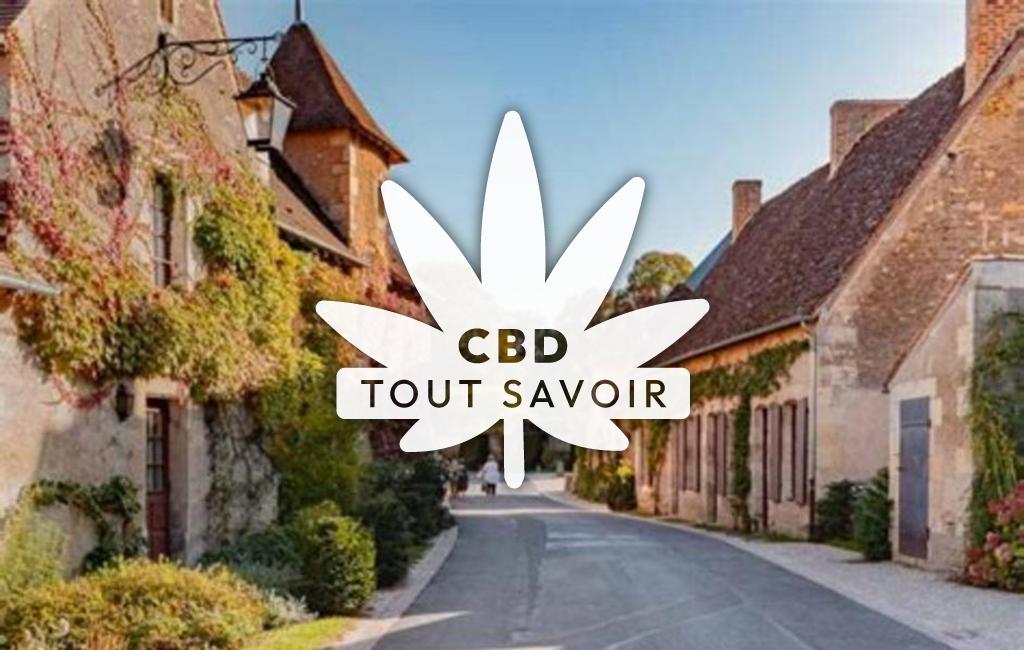 Village dans le Cher avec feuille Cannabis CBD